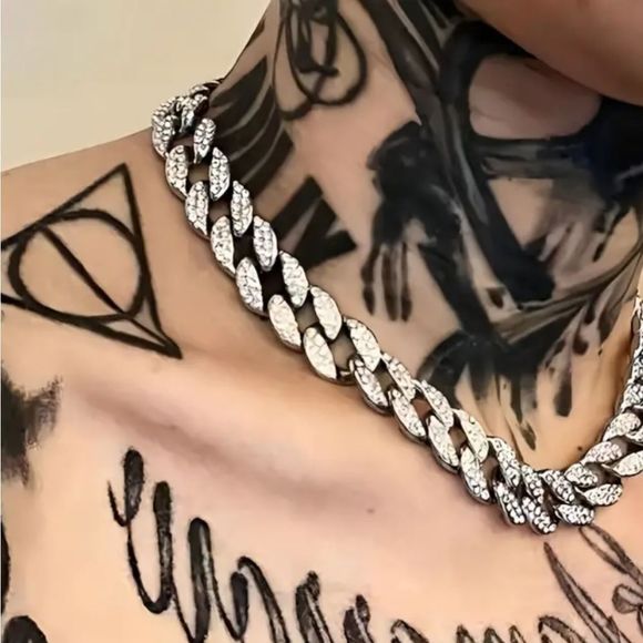 Iced Out 24" Cuban Link Cubic Zirconia Hip Hop Necklace New - Picture 1 of 11